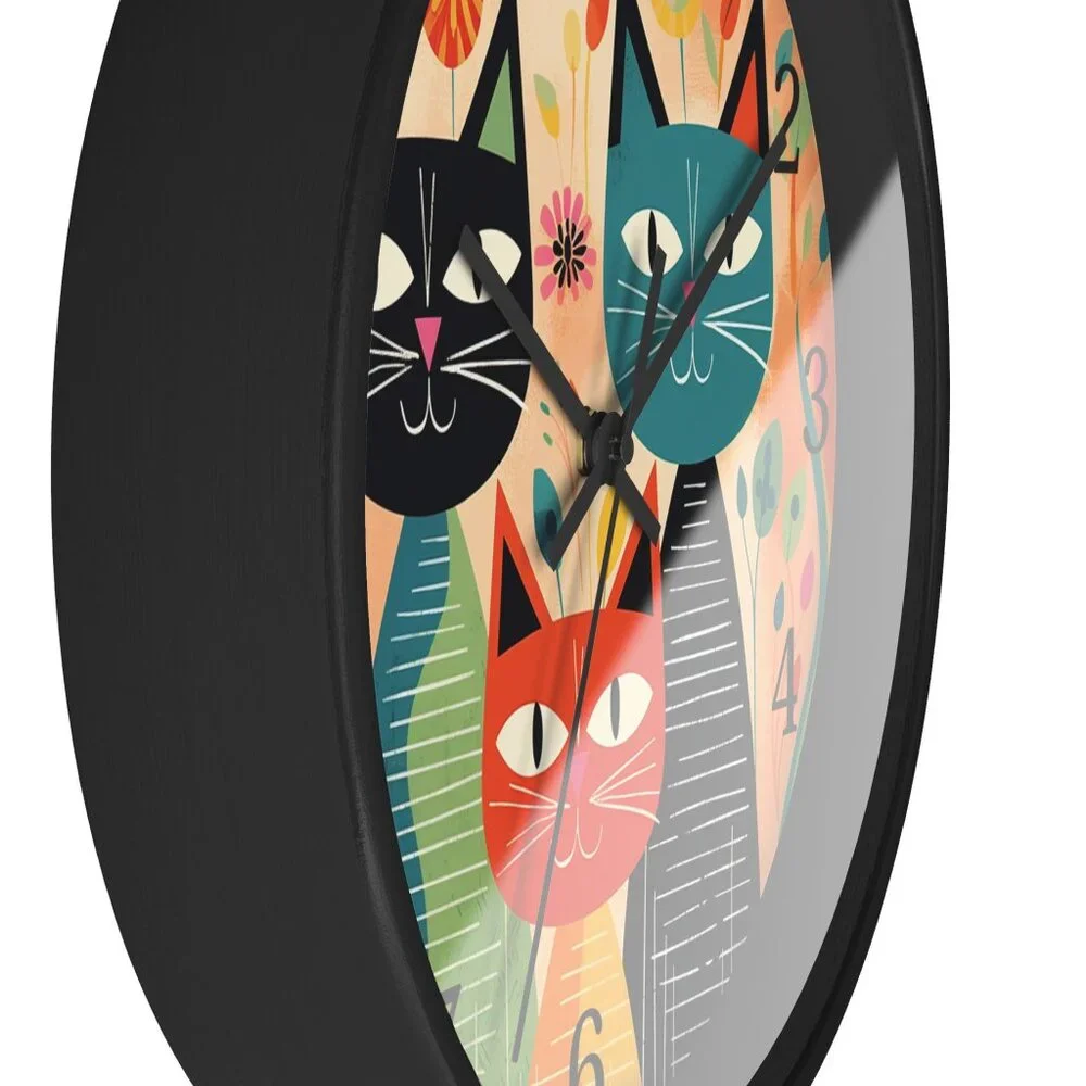 Retro Cat Clock, Vintage-Inspired Midcentury Feline Wall Clock